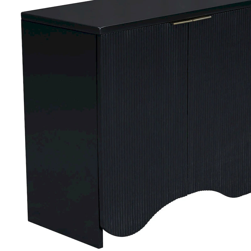 Vertical Stripes and Wavy Design of a Four-Door Cabinet