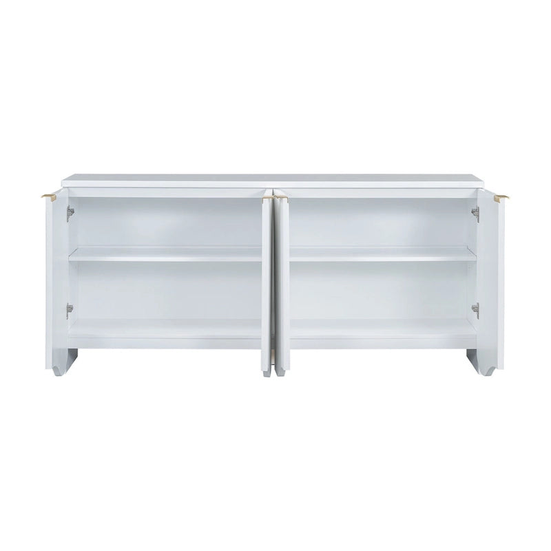 Vertical Stripes and Wavy Design of a Four-Door Cabinet