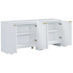 Vertical Stripes and Wavy Design of a Four-Door Cabinet