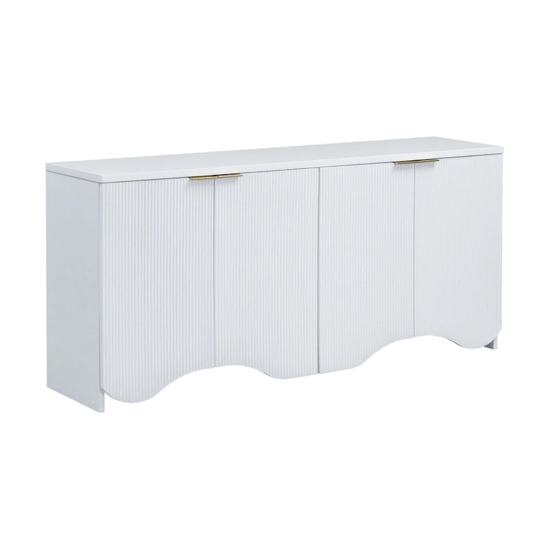 Vertical Stripes and Wavy Design of a Four-Door Cabinet