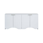 Vertical Stripes and Wavy Design of a Four-Door Cabinet