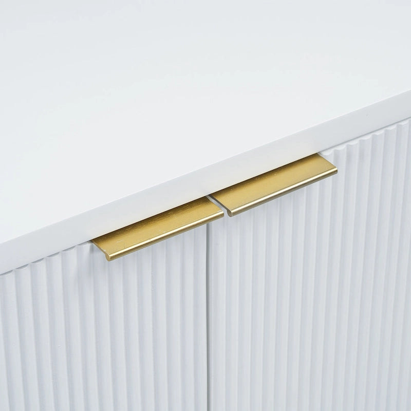 Vertical Stripes and Wavy Design of a Four-Door Cabinet