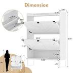 Narrow Rack Shoe Cabinet with 2 Flip Drawers and Open Shelf