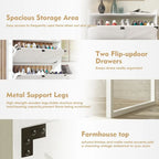 Narrow Rack Shoe Cabinet with 2 Flip Drawers and Open Shelf