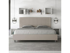 Beige Faux Leather Bed, 200 x 200 cm