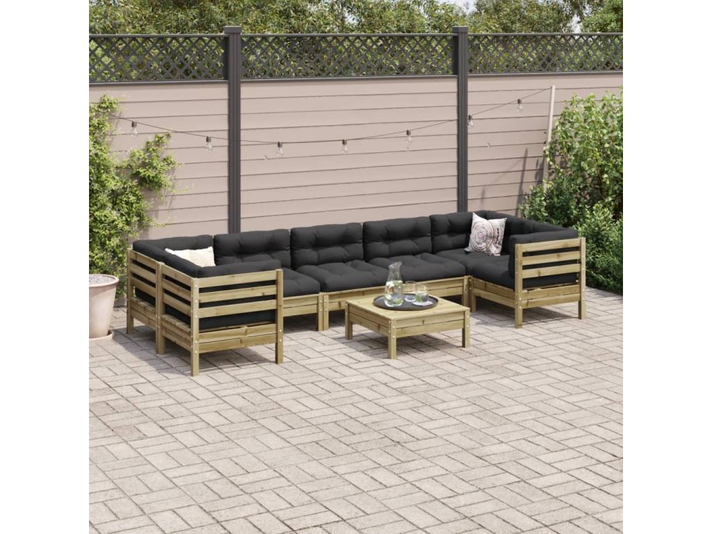 Brown Pine Wood Outdoor Furniture Set - dlz1766582614131
