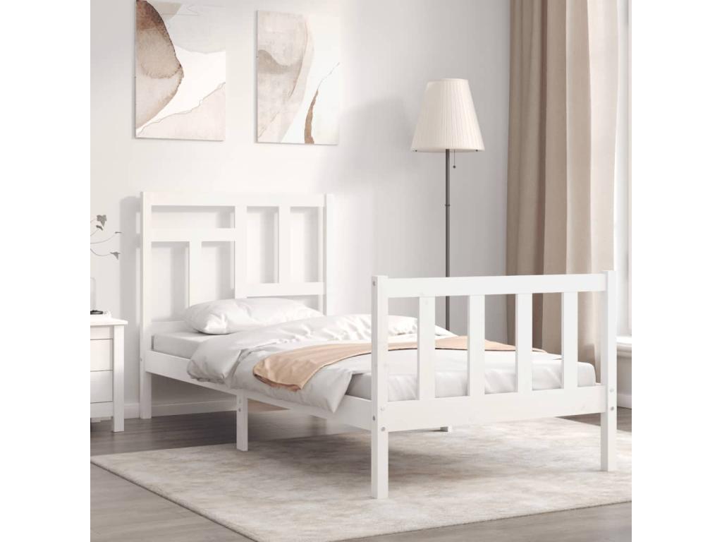 White Solid Wood Bed Frame