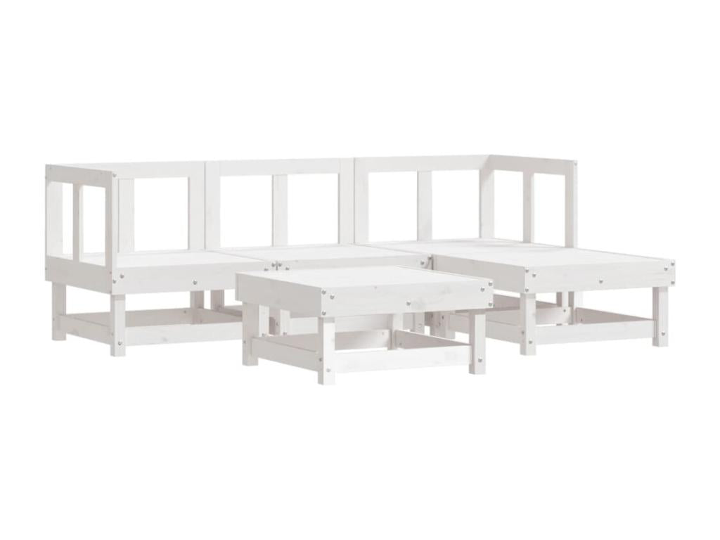 White Solid Wood Outdoor Furniture Set