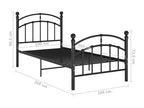 Black Metal Bed Frame, 100 x 200 cm