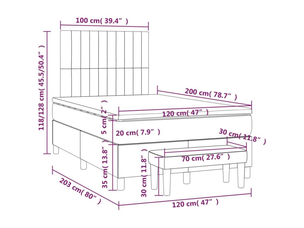 Gray Fabric Mattress, 120 x 200 cm