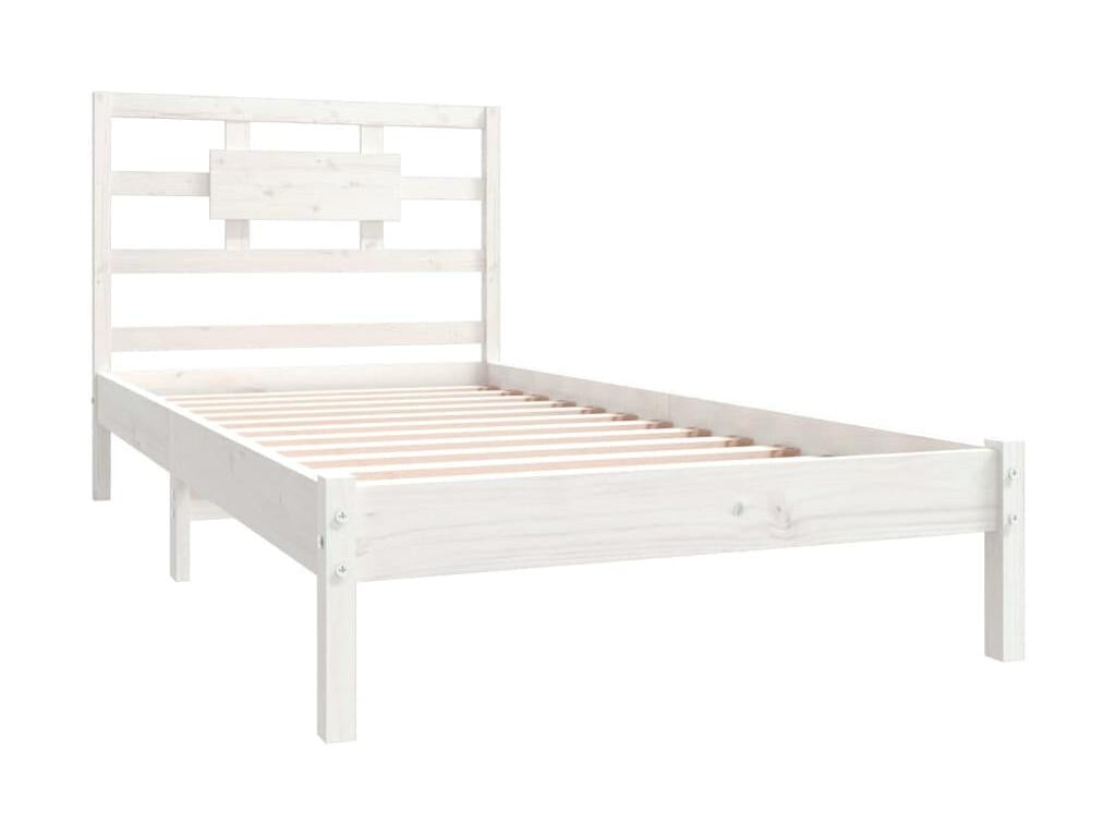 White Solid Wood Bed Frame, 90 x 200 cm