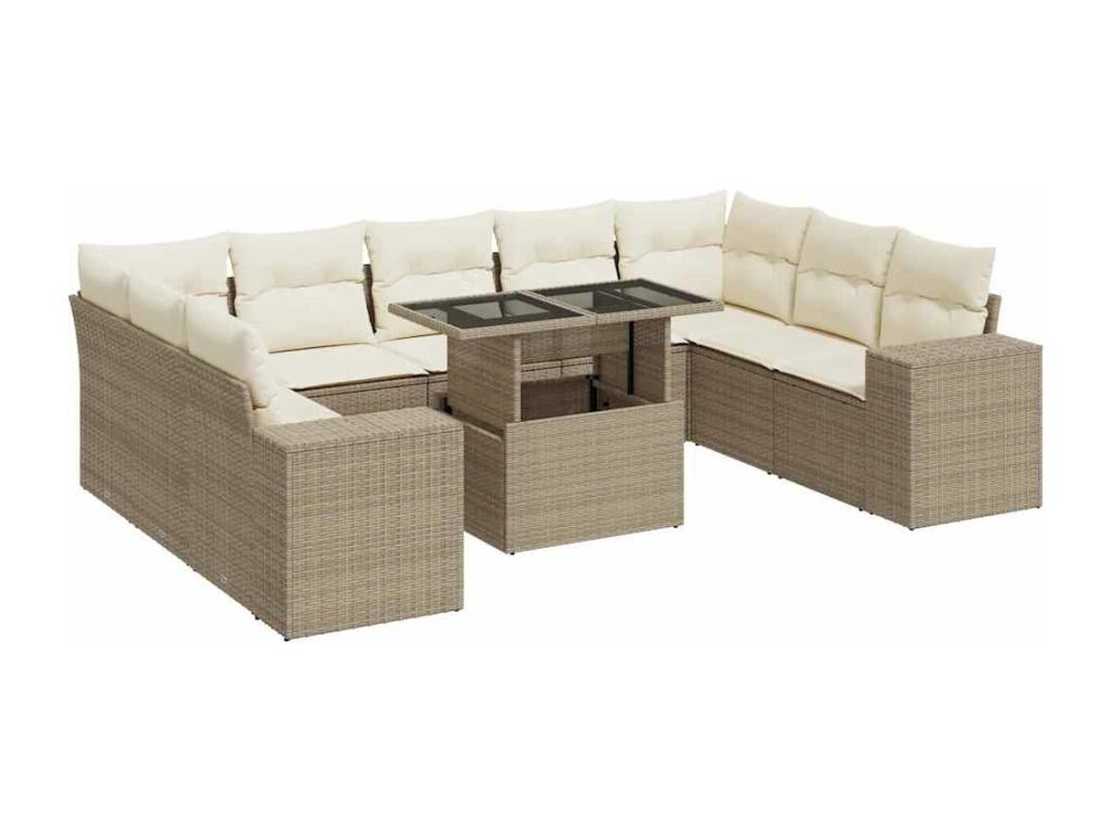 Beige Woven Resin Wicker Outdoor Furniture Set - dlz1766582502788
