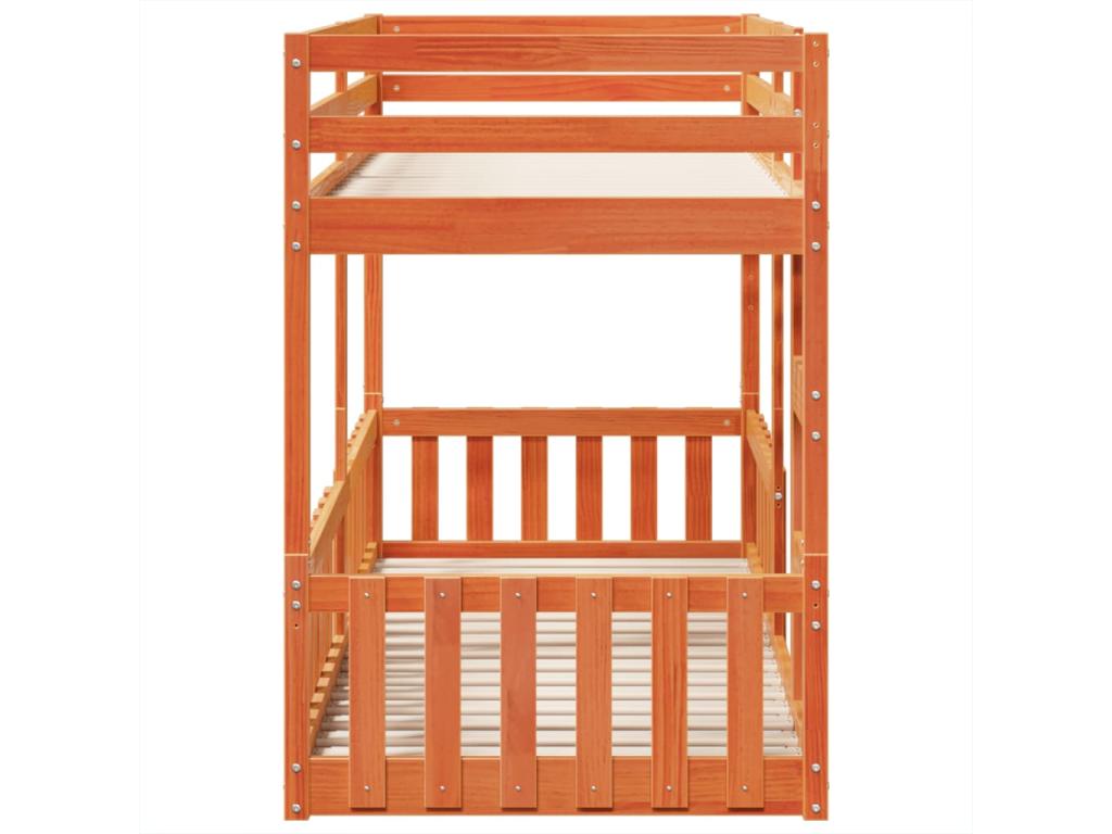 Brown Pine Wood Bed, 90 x 200 cm