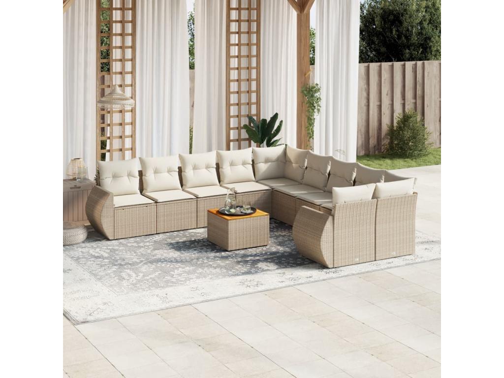Beige Woven Resin Wicker Outdoor Furniture Set - dlz1766581913724