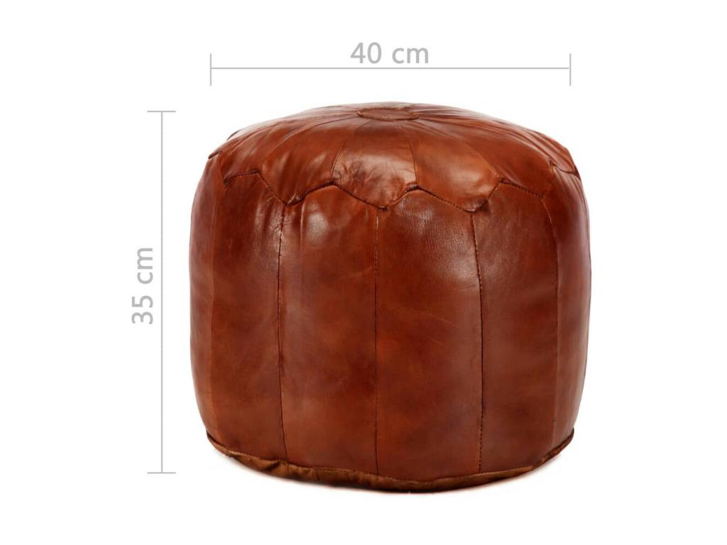 Natural Leather Ottoman, 40 x 35 cm