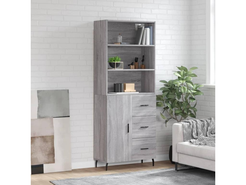 Gray Engineered Wood Sideboard, 69.5 x 34 x 180 cm