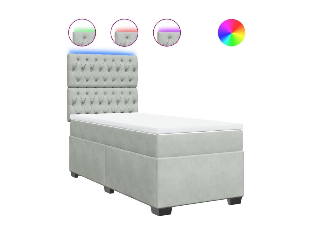 Gray Velvet Mattress, 90 x 200 cm