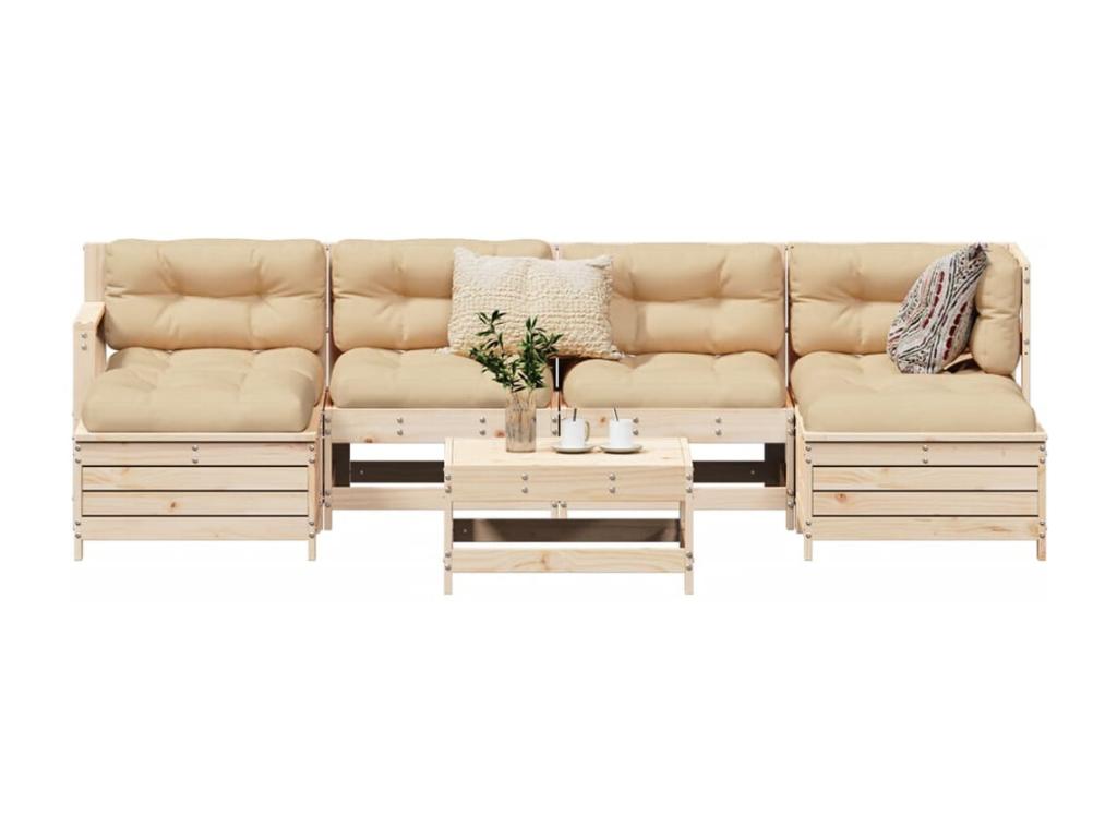 Brown Pine Wood Outdoor Furniture Set - dlz1766582069411