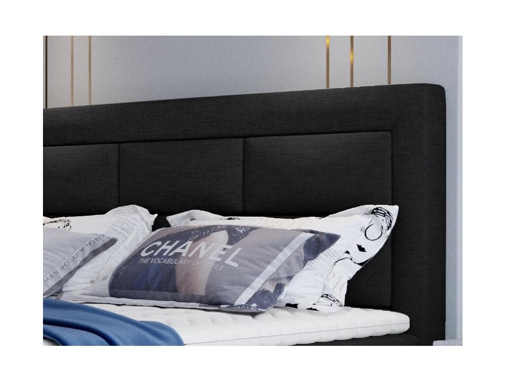 Black Fabric Bed, 140 x 200 cm