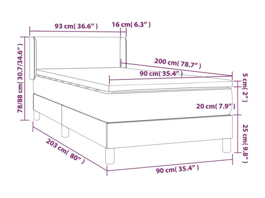 Gray Fabric Mattress, 90 x 200 cm