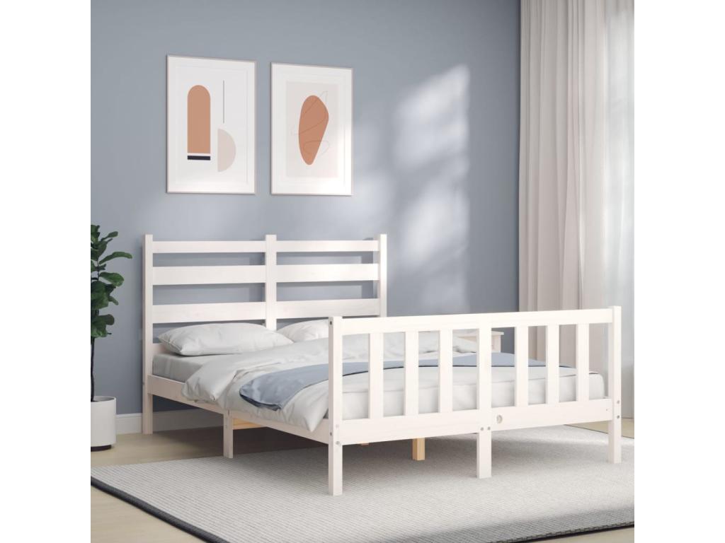 White Solid Wood Bed Frame - dlz1766582343234