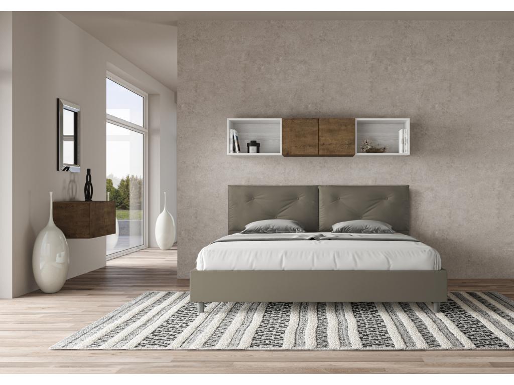 Brown Faux Leather Bed, 200 x 200 cm