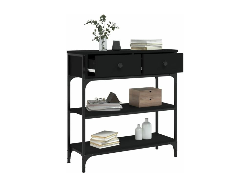 Black Engineered Wood Table, 72.5 x 25 x 75 cm