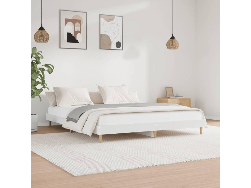 White Engineered Wood Bed Frame, 120 x 200 cm