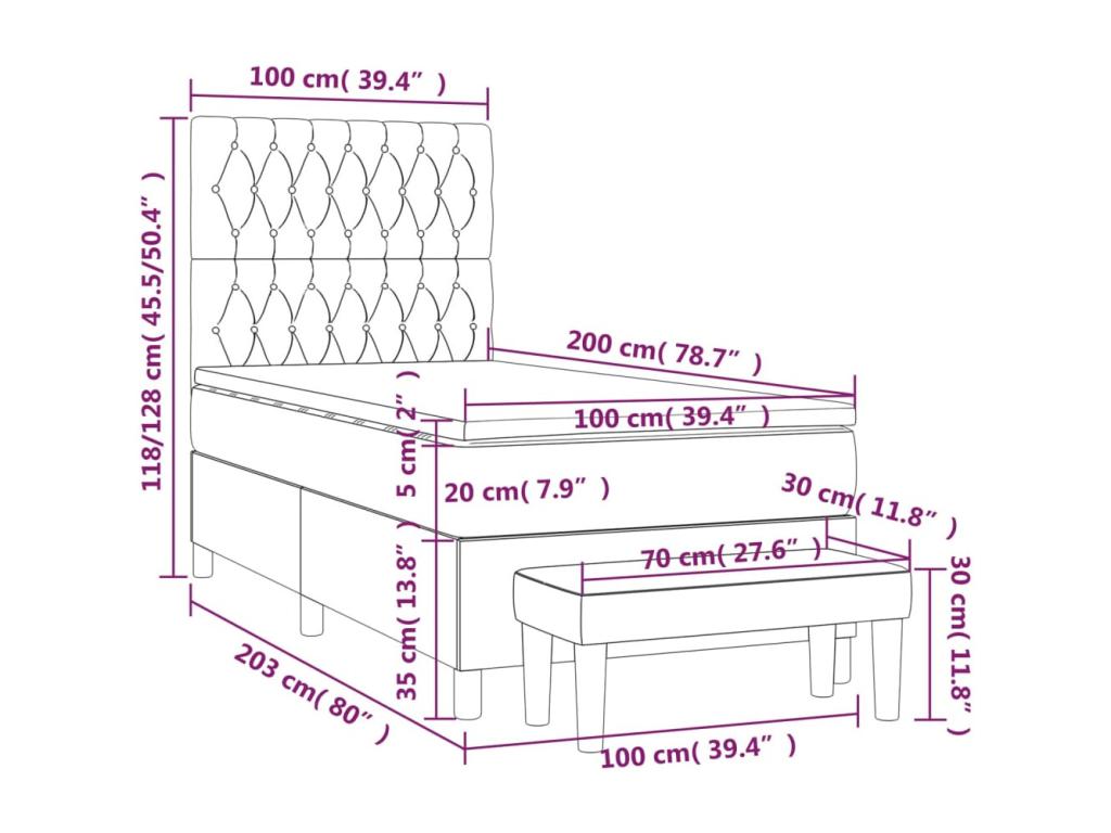 Gray Velvet Mattress, 100 x 200 cm - dlz1766581946670
