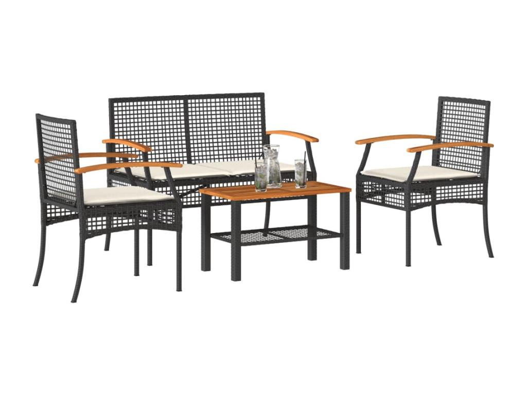 Black Woven Resin Wicker Outdoor Furniture Set - dlz1766582019710