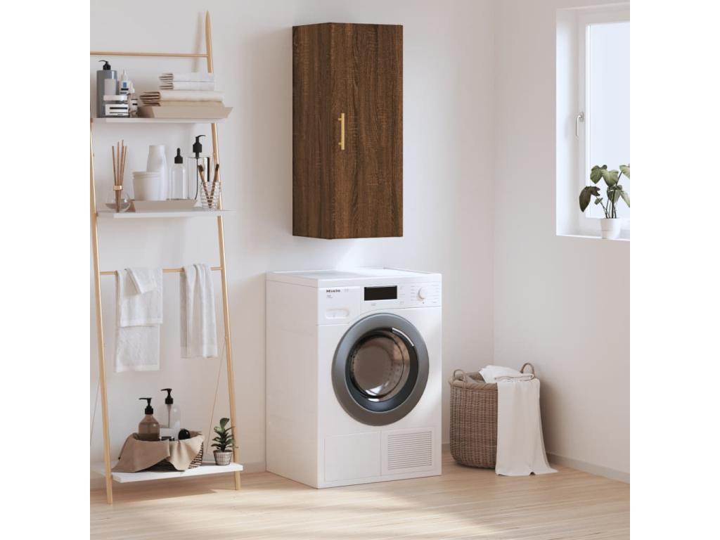 Brown Oak Wood Wardrobe, 34.5 x 34 x 90 cm