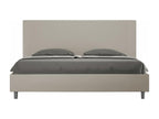 Beige Faux Leather Bed, 200 x 200 cm