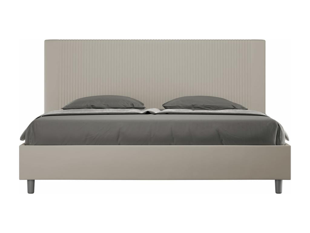 Beige Faux Leather Bed, 200 x 200 cm