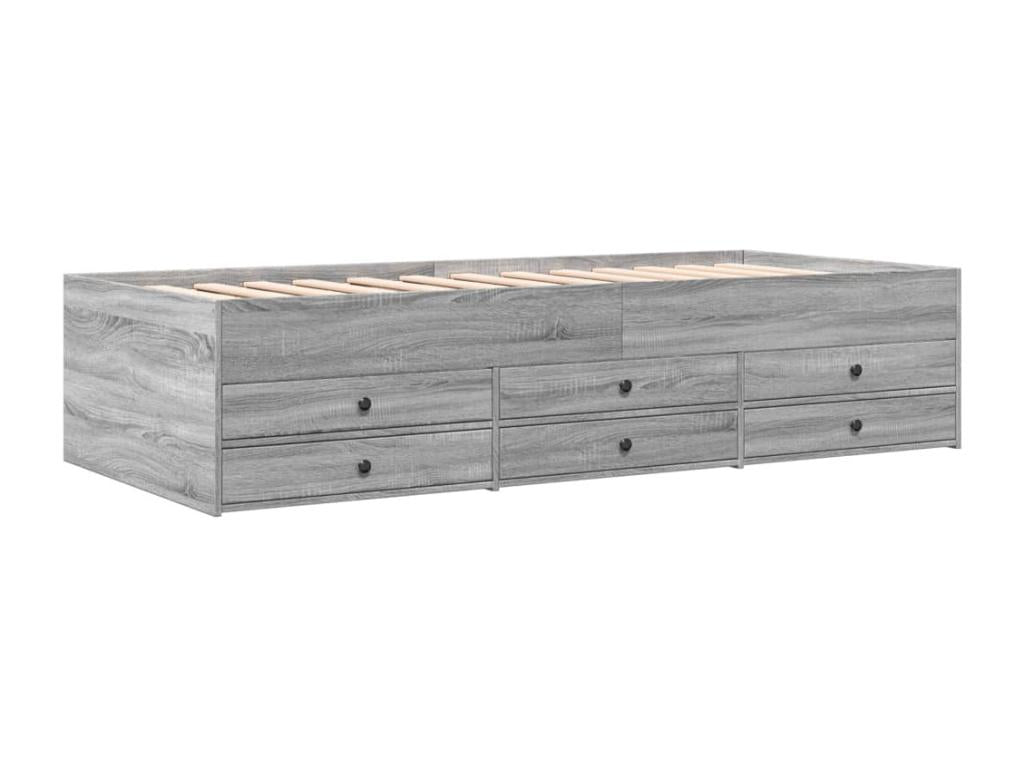 Gray Engineered Wood Bed, 75 x 190 cm