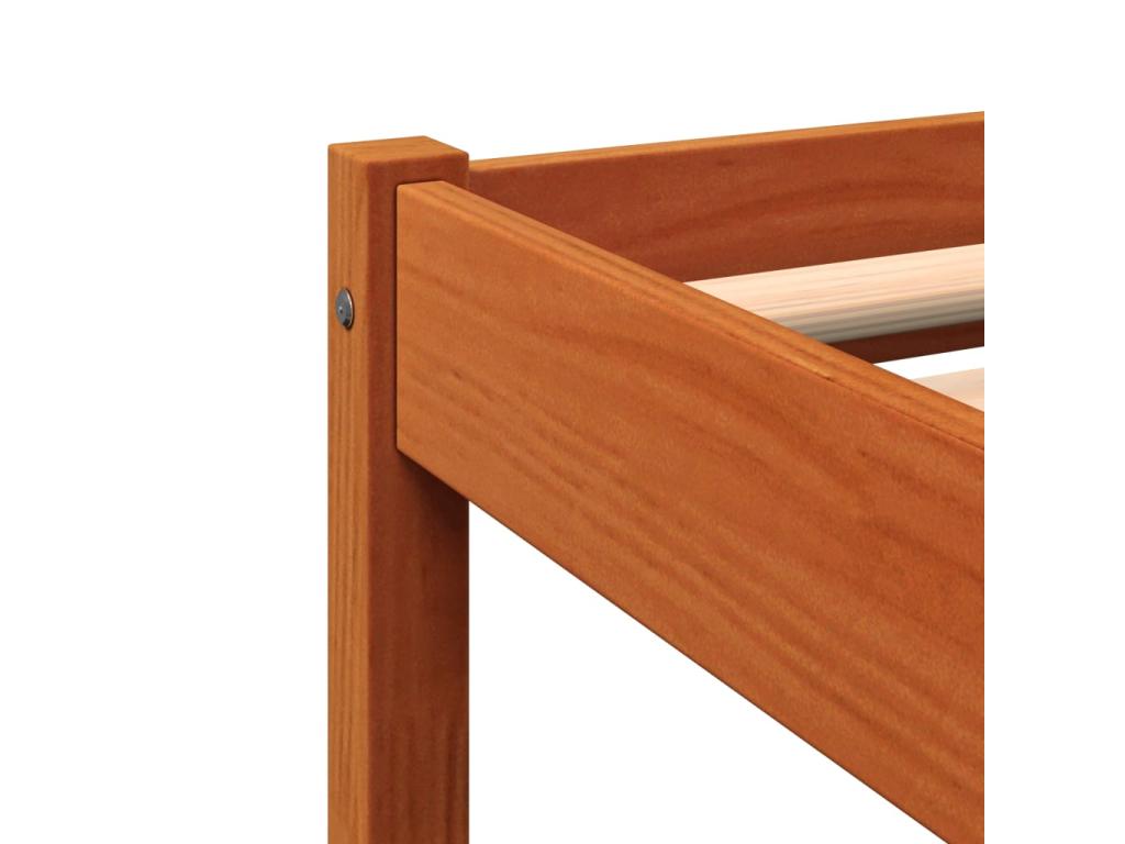 Brown Pine Wood Bed Frame, 200 x 200 cm