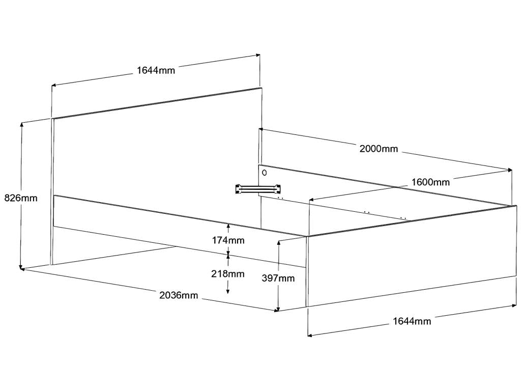 Black Bed, 160 x 200 cm