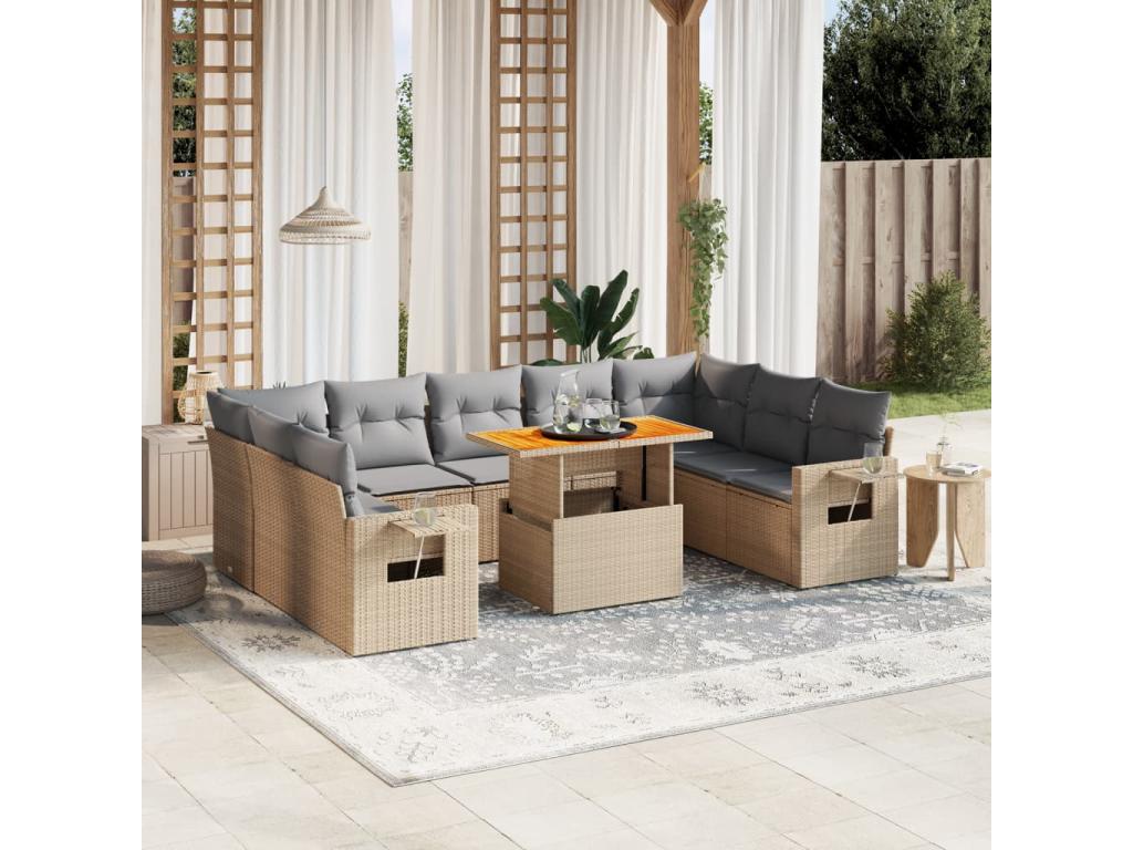 Beige Woven Resin Wicker Outdoor Furniture Set - dlz1766581958122