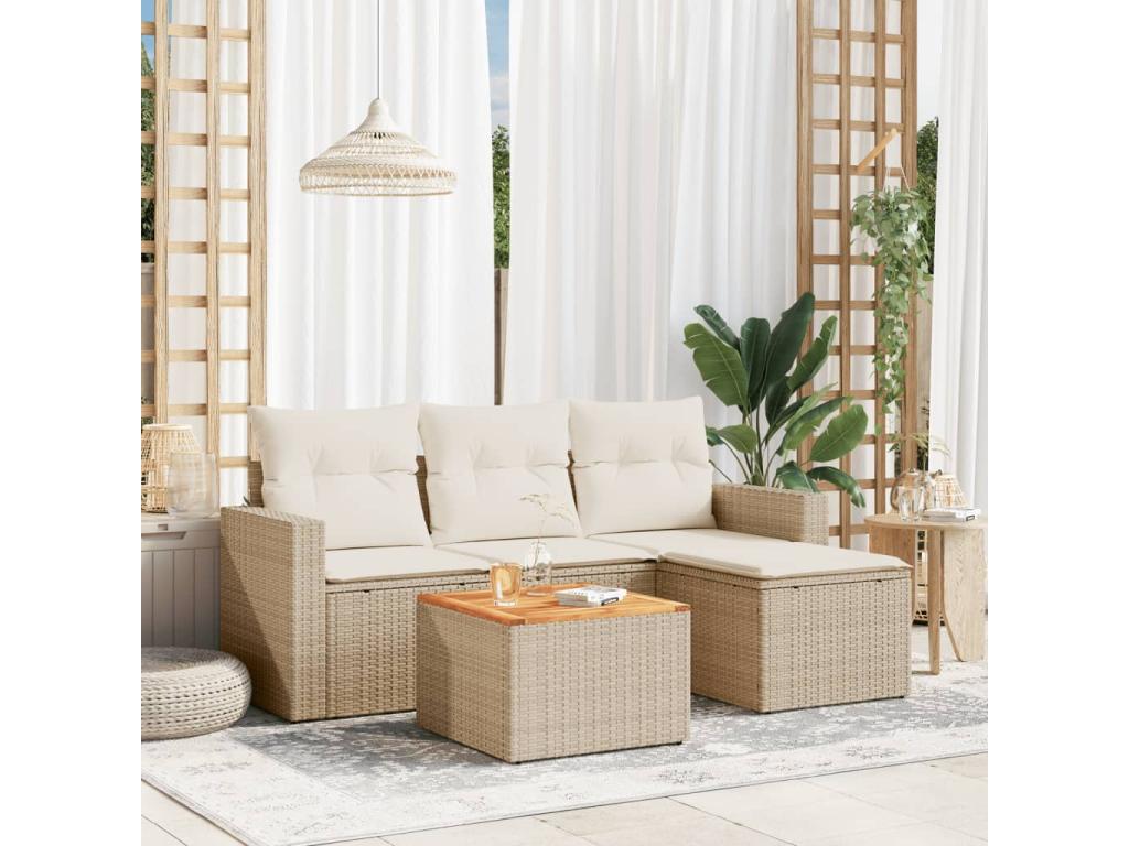 Beige Woven Resin Wicker Outdoor Furniture Set - dlz1766581942246
