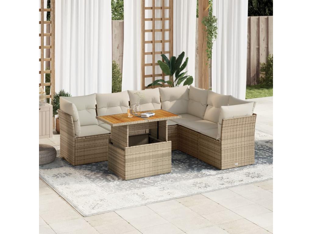 Beige Woven Resin Wicker Outdoor Furniture Set - dlz1766582146326