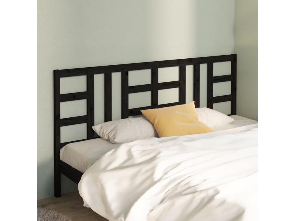 Black Solid Wood Bed, 186 x 4 x 100 cm