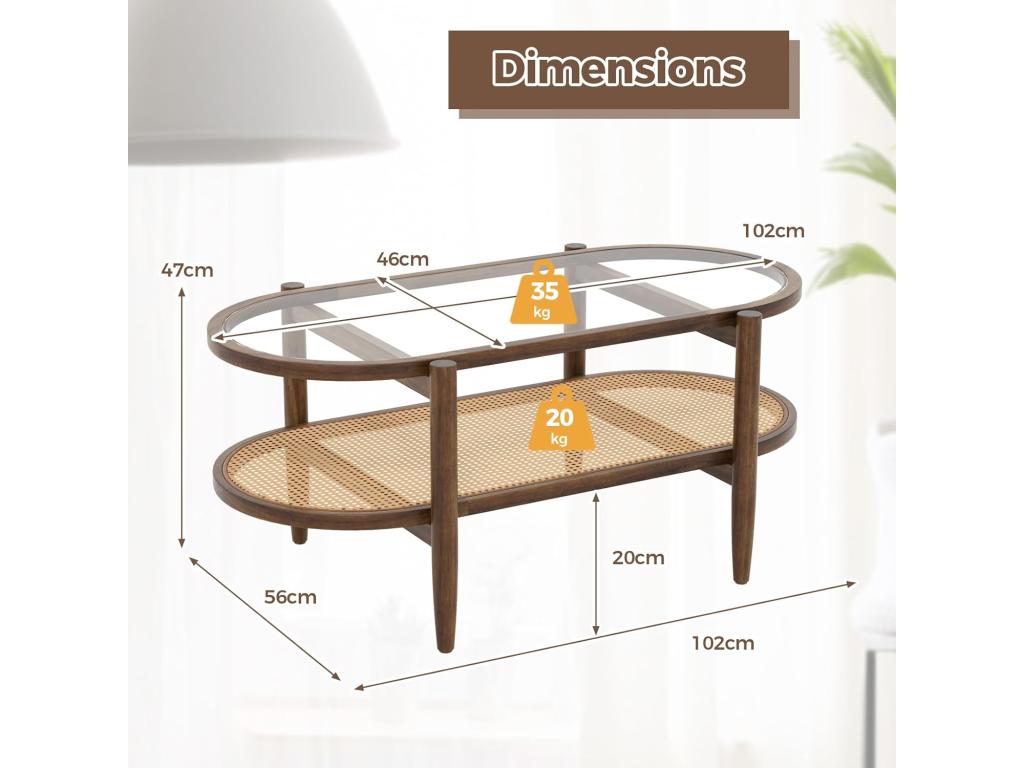 Brown Coffee Table, 90 x 50 x 45 cm